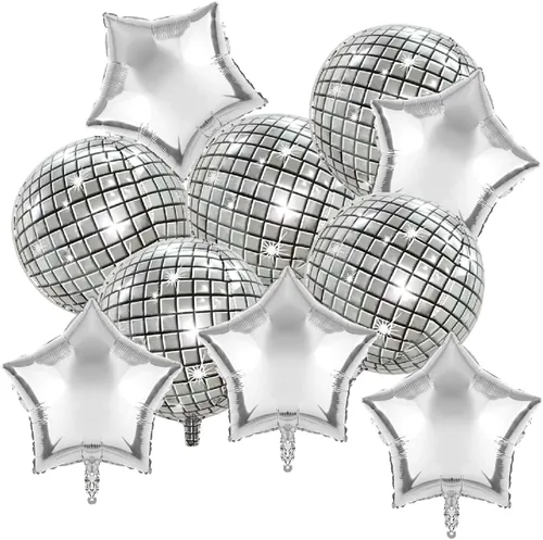 Vista 13 de FBQ Kit de arco de globos de discoteca 4D, globos de aluminio de disco de los años 70, 80, 90, fiesta de discoteca, aniversario, decoración