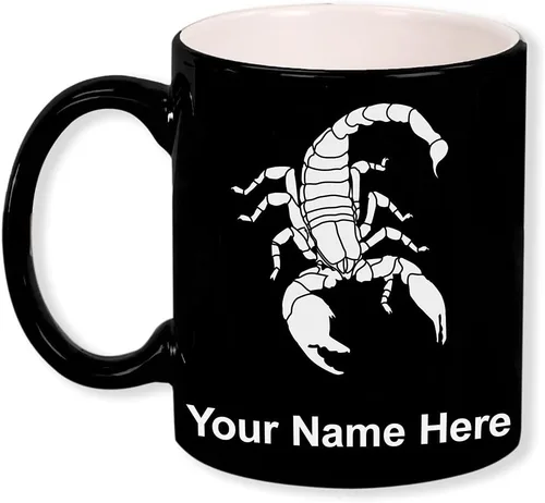 Vista 11 de LaserGram Taza de café redonda de cerámica de 11 oz, Scorpion, grabado personalizado incluido (blanco)