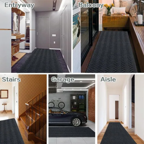 Vista 2 de Alfombra de pasillo impermeable para interiores y exteriores, 2 x 2 pies, pasillo, cocina, entrada, dormitorio, con parte trasera de goma