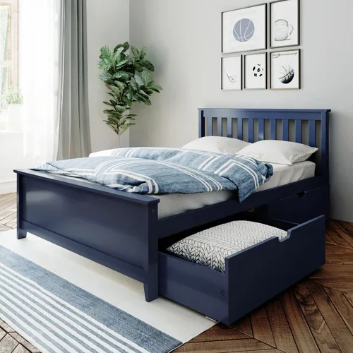 Vista 19 de Max & Lily Cama clásica individual de suelo, 79.75 pulgadas, marco de cama baja de madera maciza para niños, cama de piso moderna para dormitorio
