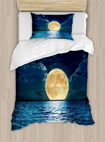 Vista 210 de Ambesonne Hawaii - Juego de funda de edredón de verano, palmeras y hojas exóticas de helecho, fondo colorido abstracto, juego de ropa de cama