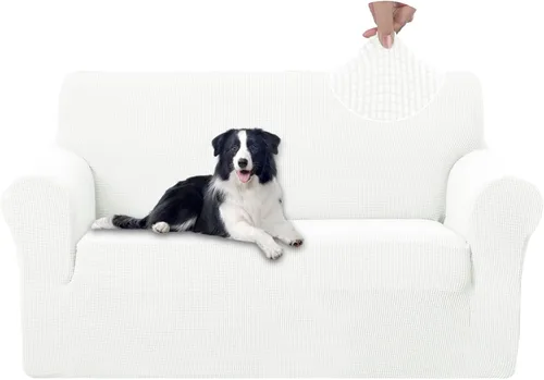 Vista 20 de U-NICE HOME Funda elástica para sofá, lavable, protector de muebles para sofá de 3 cojines, apta para mascotas (sofá, beige)