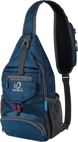 Vista 15 de WATERFLY Mochila pequeña empacable con correa cruzada para el hombro y el pecho, bolsa para libros, para senderismo y viajes