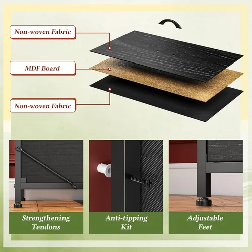 Vista 5 de Romorgniz Cómoda para dormitorio con 16 cajones de tela, cómoda larga con estación de carga, soporte de TV para televisor de 60" cómodas y cajoneras