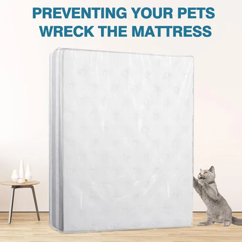 Vista 5 de BYSURE Paquete de 2 bolsas de colchón de 5 mil, para mudanza y almacenamiento, bolsa de eliminación de colchón transparente, se adapta a