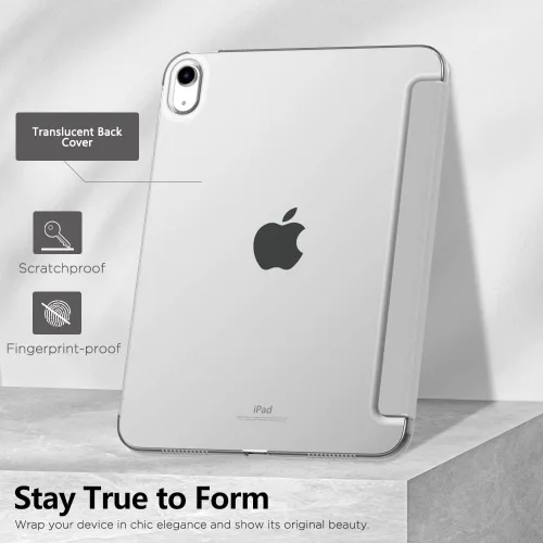 Vista 6 de MoKo Funda para iPad (A16) de 11ª generación de 11 pulgadas 2025, funda para iPad de 10.9 pulgadas 2022, carcasa trasera translúcida de Plateado