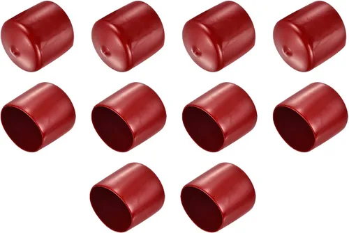 Vista 5 de uxcell 10 tapas de goma de 0.984 in (1 pulgada) de vinilo de identificación redonda tapa tapa de rosca protectores de rosca negro