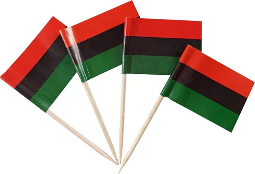 JBCD Bandera afroamericana con palillo de dientes panafricano, mini banderas negras de liberación para cupcakes, 200 unidades