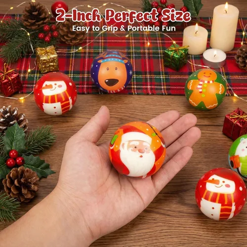 Vista 2 de AMOR PRESENT 16 bolas antiestrés de Navidad para niños, juguetes para apretar, bolas sensoriales antiestrés, juguetes fidget, rellenos