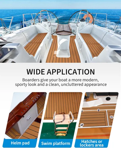 Vista 4 de OCEANBROAD Suelo de espuma EVA para barcos de 96 x 2.4 pulgadas con respaldo adhesivo 3M, cubierta marina autoadhesiva, lámina de teca sintética