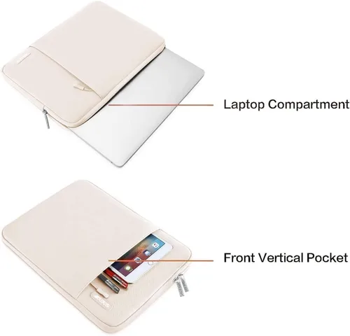 Vista 191 de MOSISO Funda vertical de poliéster con bolsillo para laptop de 13 pulgadas, para computadora MacBook Air M4, M3, M2 y M1 de 2025 a 2018 y Pro M2
