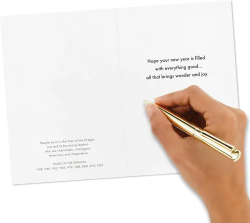 Vista 6 de Hallmark Ocho tarjetas de bambú con fecha de año nuevo chino 2024 (16 tarjetas del año del dragón con sobres)