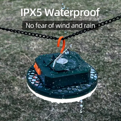Vista 6 de Linterna LED recargable ultra brillante, luz colgante portátil con carga USB C, IPX5 impermeable, base magnética y gancho para campamento, glamping
