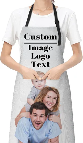 Vista 12 de Personalized Custom Aprons with Pockets for Women Men with Chef Name Text Logo Picture Kitchen Aprons