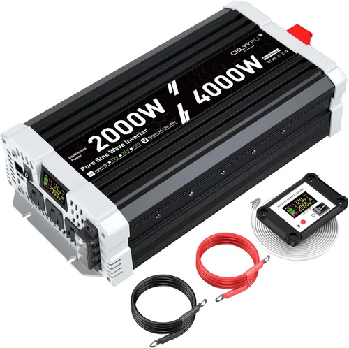 Inversor de onda sinusoidal pura de 2000 vatios, inversor de potencia 12 V CC a 110 V CA, con 3 tomas de salida AC, puerto USB, puerto tipo C,