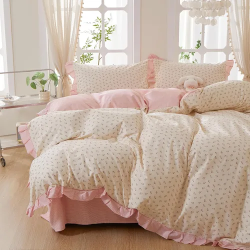 Vista 127 de mixinni Juego de funda de edredón de algodón floral para niñas y adolescentes, con lazos de cremallera, fácil cuidado, ultra suave y transpirable