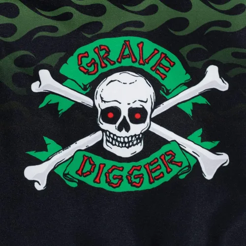 Vista 6 de Monster Jam Megalodon El Toro Loco Grave Digger - Conjunto de traje de baño y protector de erupción para niños pequeños