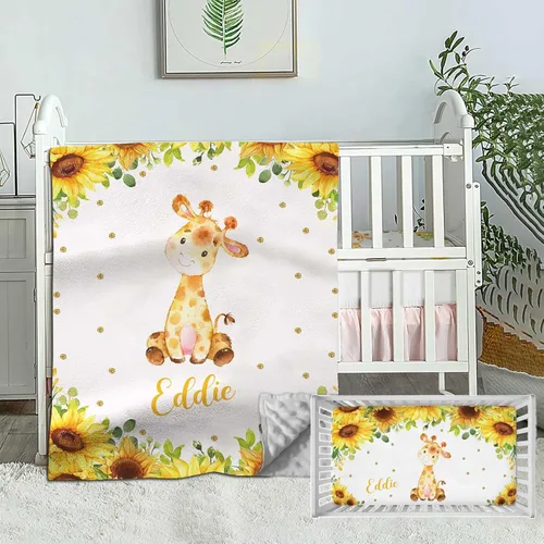 Vista 8 de Juegos de ropa de cama personalizados para cuna para niñas bebés, juego de ropa de cama personalizado para cuna con nombre, ropa de cama