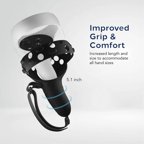 Vista 2 de TNP Controller Grips for Oculus Quest 2 Meta Quest 2 Knuckle Strap Black VR Touch Controller Hand Grip Cover Protector Sleeve with Anti-Throw