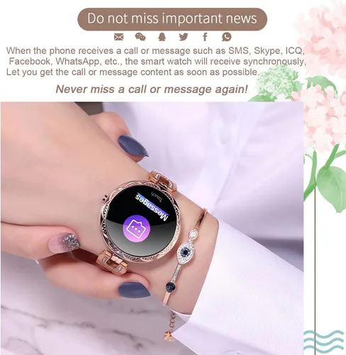 Vista 2 de Reloj inteligente para mujer, compatible con iPhone Samsung, Android iOS, pulsera inteligente con ciclo menstrual femenino, frecuencia cardíaca