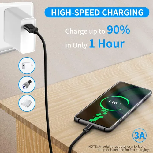 Vista 2 de Cable USB C Android Auto para automóvil, paquete de 3 (3 pies+3 pies + 3 pies), cable USB 3.1 Gen 2 a USBC, carga rápida tipo C 3A y cable