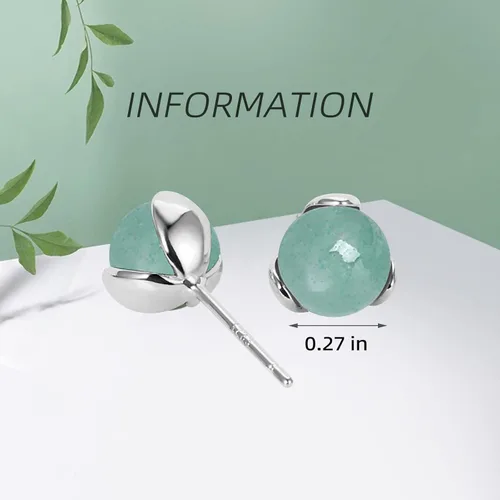 Vista 46 de Jade Earrings Studs,Green Jade Earrings for Women,925 Sterling Silver Earrings Studs for Sensitive Ears,Handmade Jade Earrings for Birthday