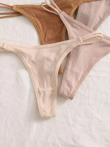 Vista 3 de Verdusa Conjunto de 7 tangas de punto acanalado para mujer