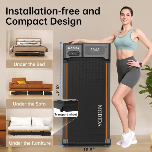 Vista 7 de 3-in-1 Treadmill for Home, Portable Walking Pad with Hand & Running Machine with Remote Control & LED Display, Compact Electric Treadmill for Home &