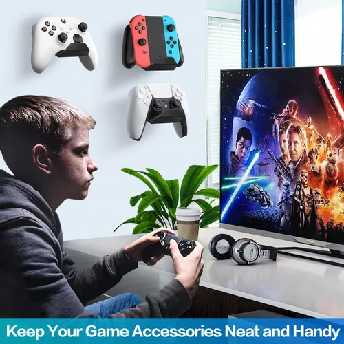 Vista 7 de Controller Wall Mount Holder for PS4PS5Xbox OneSwitch, 6 Pack Controller Stand Headphone Stand, Foldable Universal Game Controller Holder Strong