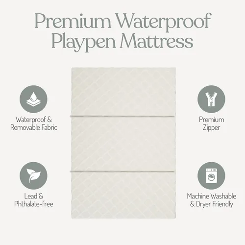 Vista 7 de Sleepah Pack and Play - Colchón de triple pliegue de doble cara (firme para bebés) y espuma viscoelástica suave (para niños pequeños) almohadilla