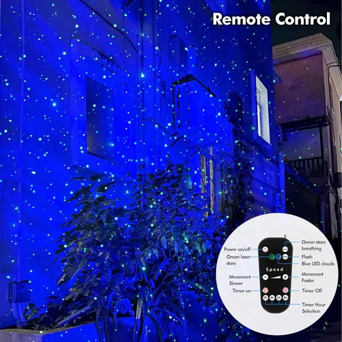 Vista 4 de Firefly Luces de Jardín Proyector Láser de Estrellas, Iluminación Decorativa al Aire Libre con Nebulosa Azul para Jardín Interior y Exterior