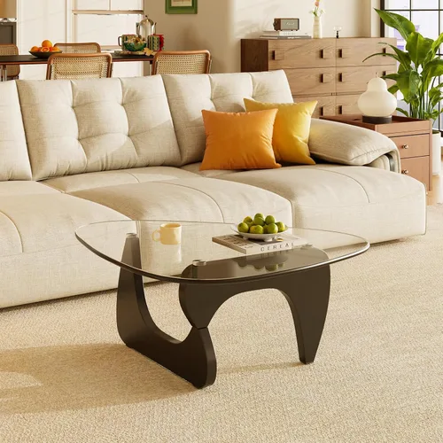 Vista 11 de Mesas de café de madera pequeña mesa de café de granja mesa central de madera de mediados de siglo para sala de estar, negro, 35 pulgadas