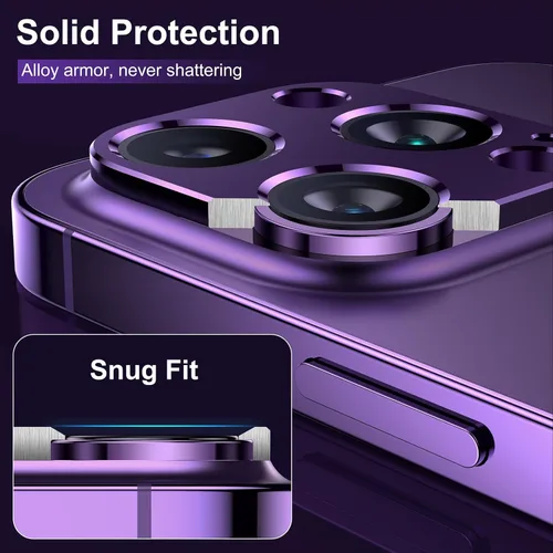 Vista 4 de Mothca Paquete de 2 protectores de lente de cámara para iPhone 14 Pro/iPhone 14 Pro Max, cubierta de cámara de aleación mate