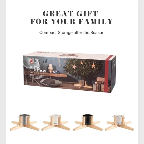 Vista 7 de Tree Nest Base de soporte para árbol de Navidad para árbol real de hasta 7 pies, soporte plateado para árbol de Navidad, estable para decoración