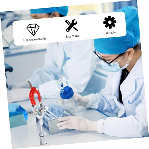 Vista 5 de Gatuida Abrazadera de dedo de 3 puntas con clip de laboratorio, abrazadera de mandíbula de mango largo, soporte de condensador para tubo de frasco