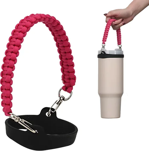 Vista 17 de Wongeto Correa con Asa para Botella de Agua - Compatible con Botella de Agua Stanley - Asa de Paracord para Accesorios de Vaso Stanley