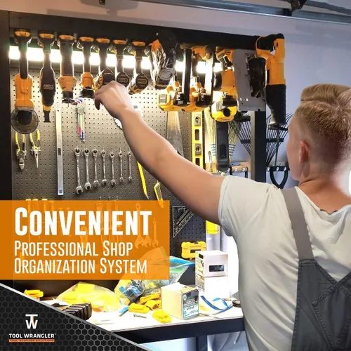 Vista 2 de Tool Wrangler Dewalt Organizador de Soporte de Herramientas - Compatible con 20V - 8 Soportes de Herramientas DeWalt Soporte de Pared para Taladro