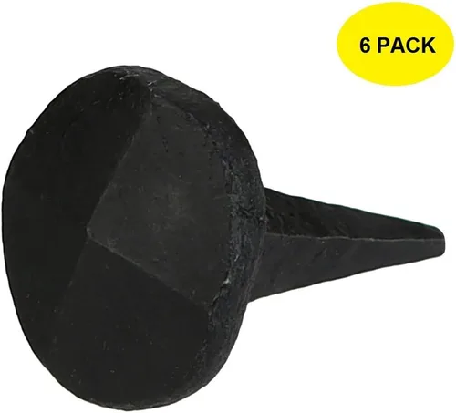 Vista 5 de Juego de 6 uñas redondas de hierro decorativas de pirámide, 1.25 x 1 pulgada, uñas de cabeza forjada, acabado de hierro negro natural