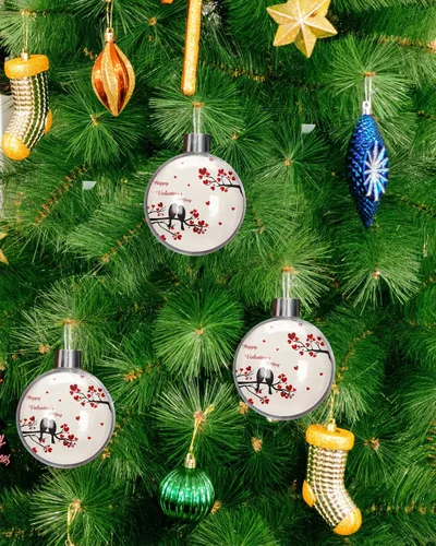 Vista 4 de Adornos de bolas de Navidad para árbol de Navidad, decoraciones de Navidad inastillables para el día de San Valentín, diseño de pájaro, corazón