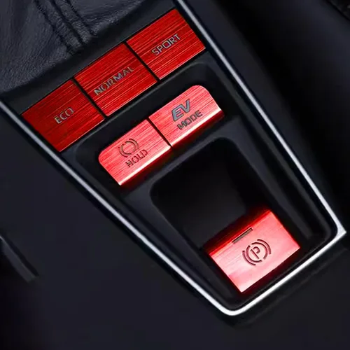 Vista 10 de 6 piezas de pegatinas para botones de panel de cambio de marcha adecuadas para Toyota Camry Hybrid 2018-2023, parche de aleación de aluminio Azul
