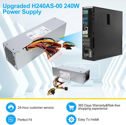 Vista 7 de S-Union 240W Power Supply Unit Replacement for Dell OptiPlex 390 790 960 990 3010 9010 Small Form Factor System SFF H240AS-00 H240AS-01 H240ES-00