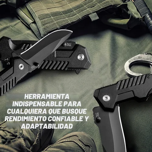 Vista 7 de AOSILEY Cuchillo plegable de bolsillo con hoja de bloqueo puntual de acero inoxidable y multiherramienta ligera con bloqueo trasero para camping