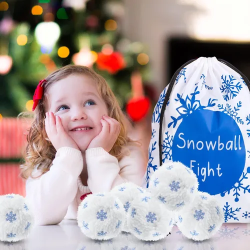 Vista 5 de Sumind 36 Piezas Bolas de Nieve Falsas para Peleas de Niños en Interiores, Bolas de Nieve Suaves de Felpa Esponjosa con Bolsa de Almacenamiento