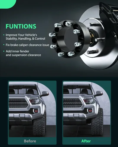 Vista 4 de SCITOO 4 espaciadores de rueda de 3 pulgadas, 8 x 6.5 de diámetro, pernos de 5.118 in 9/16-18 8 adaptadores de espaciadores de rueda aptos para Ford