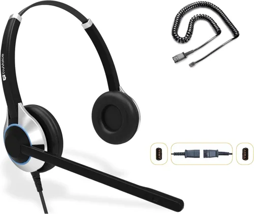 Vista 7 de TruVoice HD-100 - Auriculares QD con cable para oficina y centro de llamadas con micrófono con cancelación de ruido y altavoces HD, compatibles