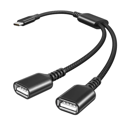 Basesailor Adaptador USB C macho a doble USB hembra de 1 pie, Thunderbolt 3 a doble tipo A 2.0 OTG convertidor de cable divisor para MacBook, iPad