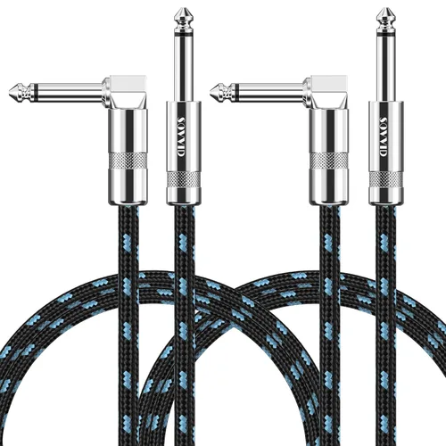 Vista 18 de Cable de Guitarra de 6 Pies Cable de Instrumento para Guitarra Eléctrica y Bajo, Teclado - Cable AMP de Ángulo Recto de 1/4 Pulgada, Negro