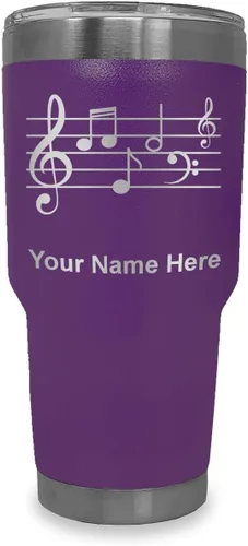 Vista 31 de LaserGram Vaso personalizado de 20 onzas, personal de música (negro)