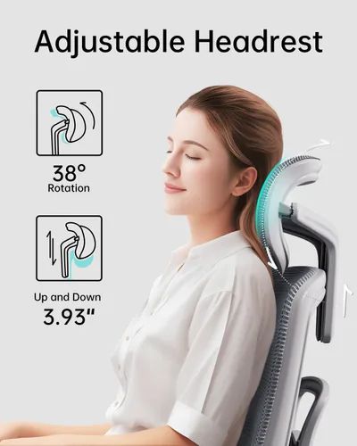 Vista 25 de Hbada E2 Silla de oficina ergonómica, silla de oficina de malla grande y alta con soporte lumbar dinámico de 6 vías, reposabrazos ajustables 3D
