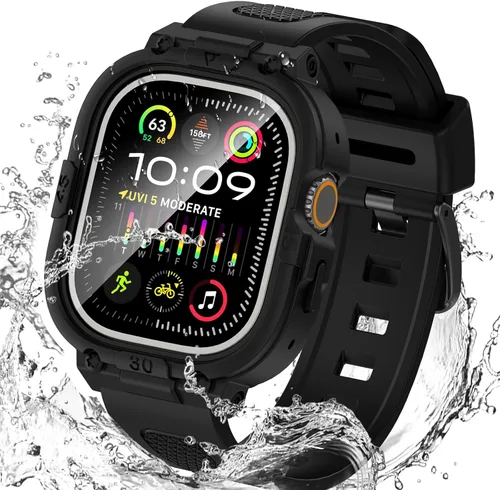 Vista 17 de Goton Estuche impermeable 3 en 1 con correa para Apple Watch con protector de pantalla de vidrio templado incorporado de 40 mm, cubierta frontal